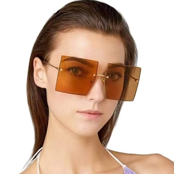 Oversized Rimless Square Sunglasses