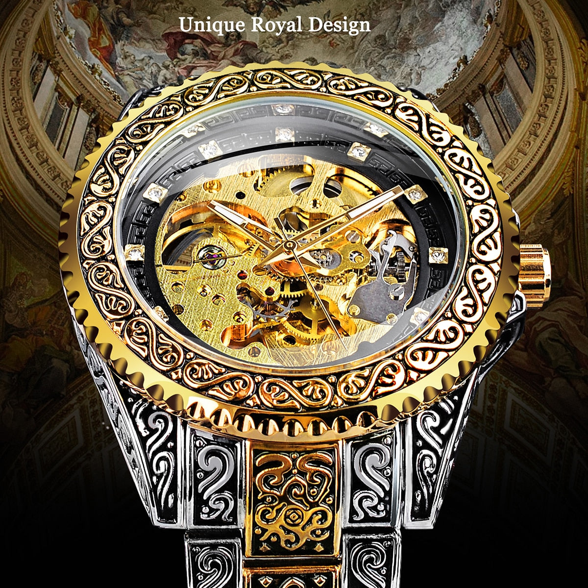 Luxury Steel Skeleton Automatic Watch