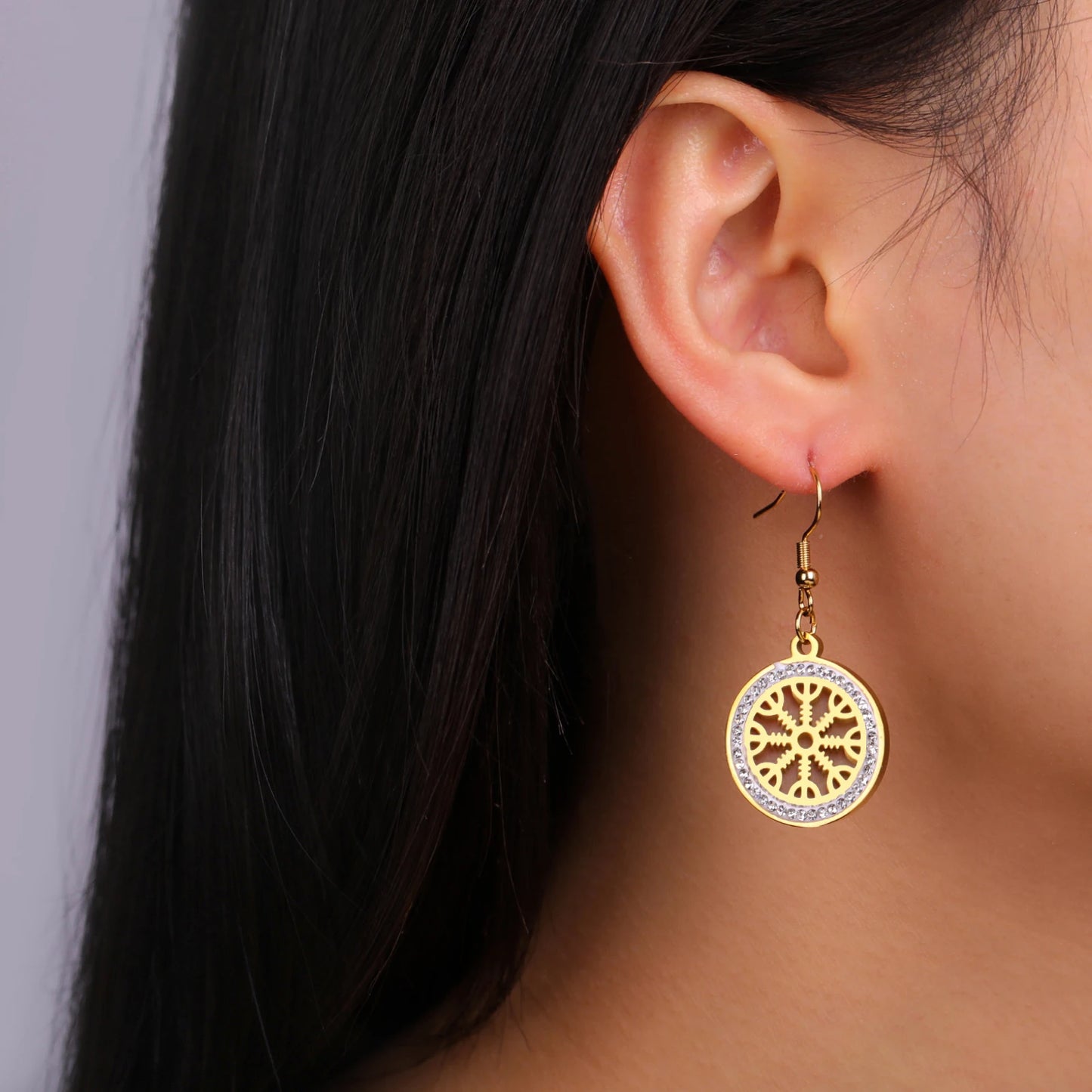 Athena Allure Designer Helm of Awe Earrings