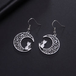 Athena Allure Designer Moon Cat Earrings