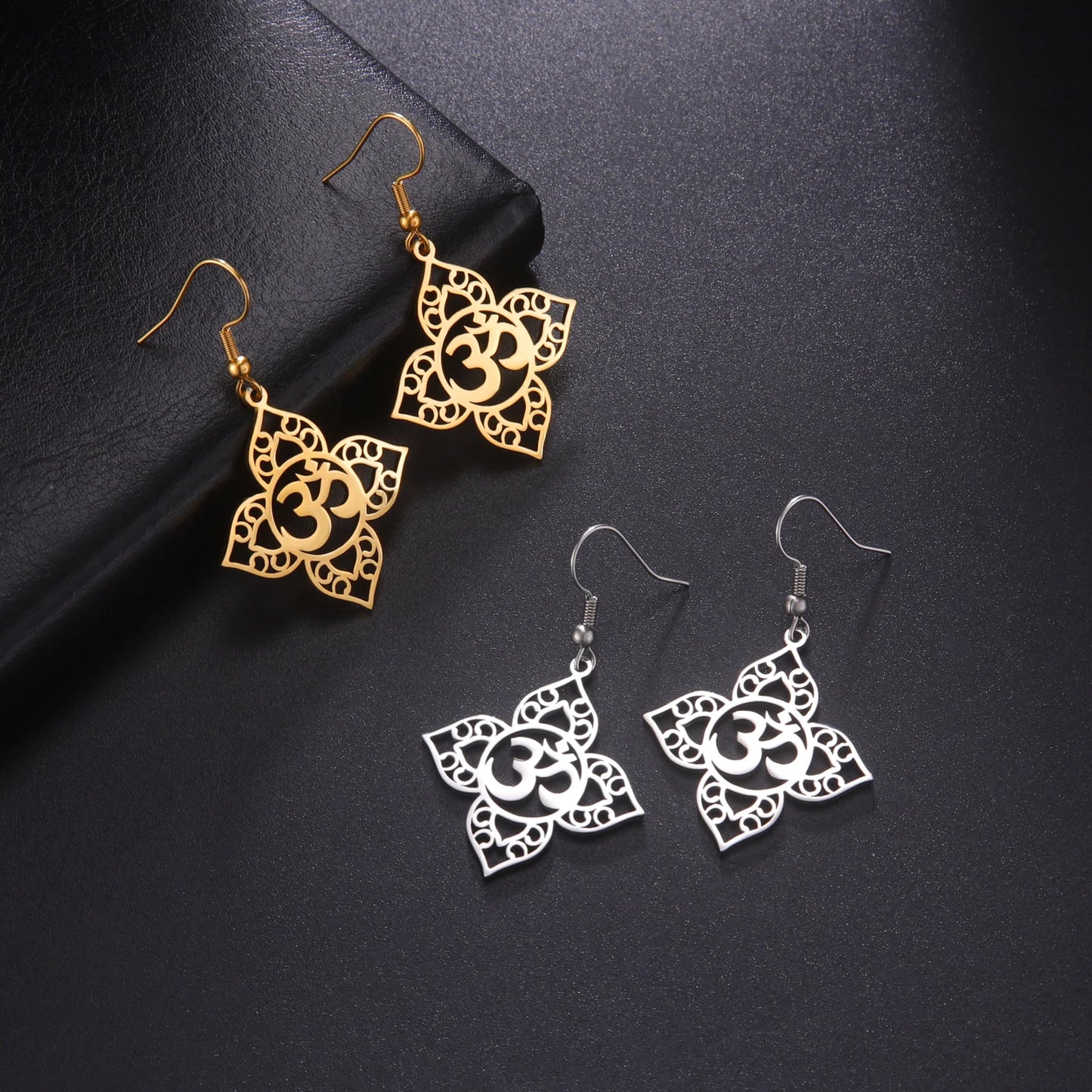 Athena Allure Designer Om Lotus Earrings