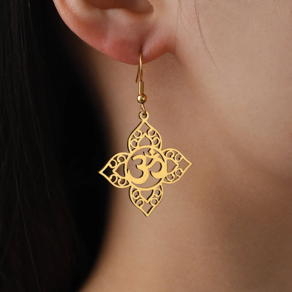 Athena Allure Designer Om Lotus Earrings