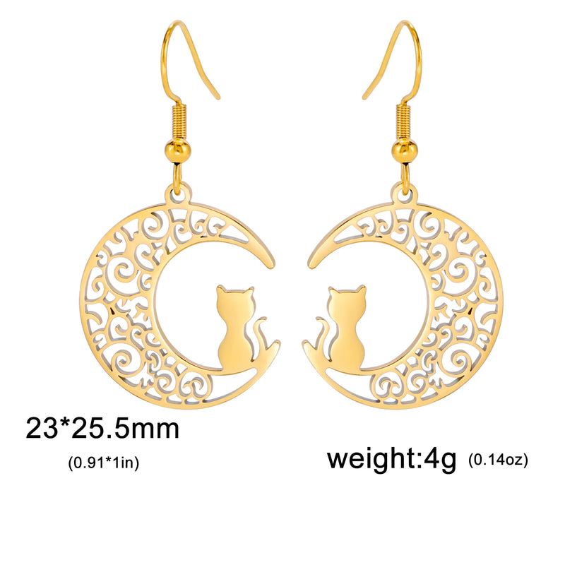 Athena Allure Designer Moon Cat Earrings