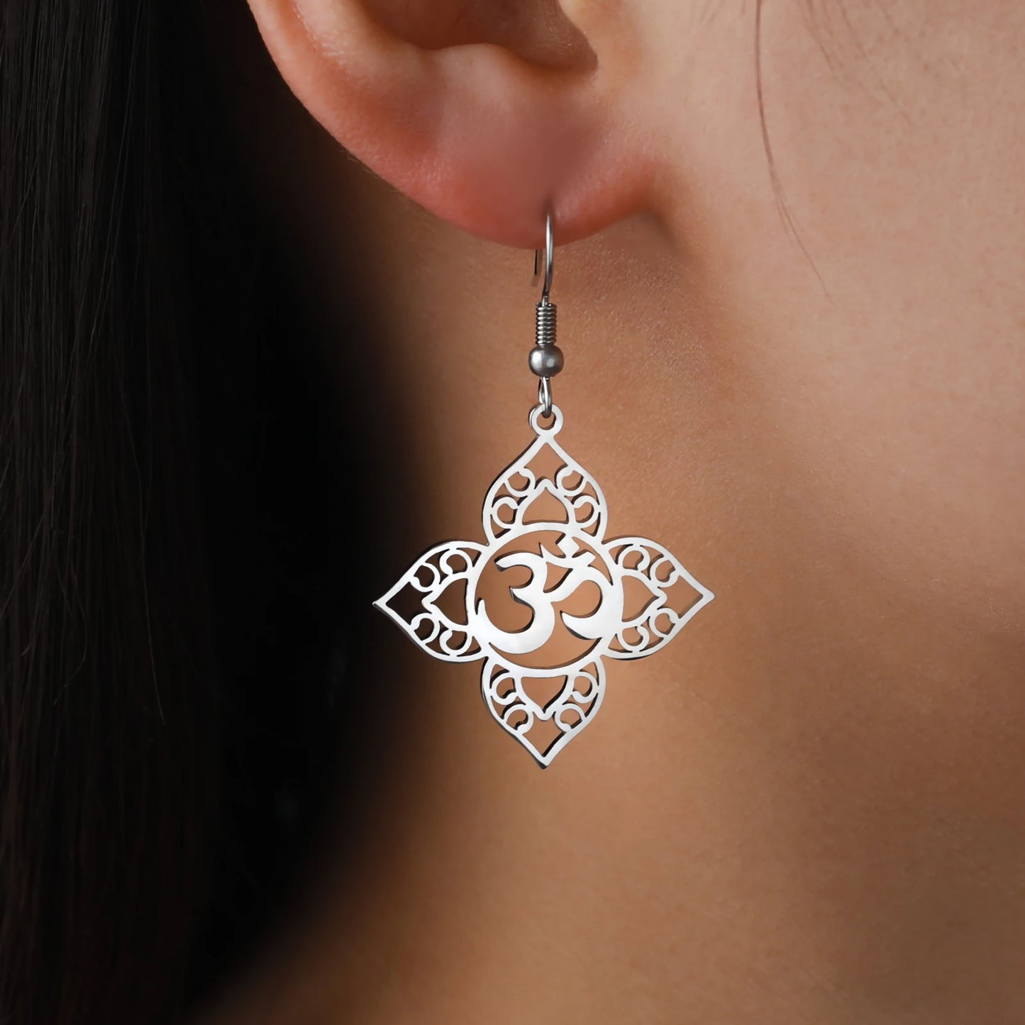 Athena Allure Designer Om Lotus Earrings