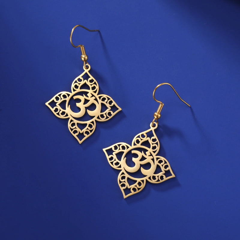 Athena Allure Designer Om Lotus Earrings