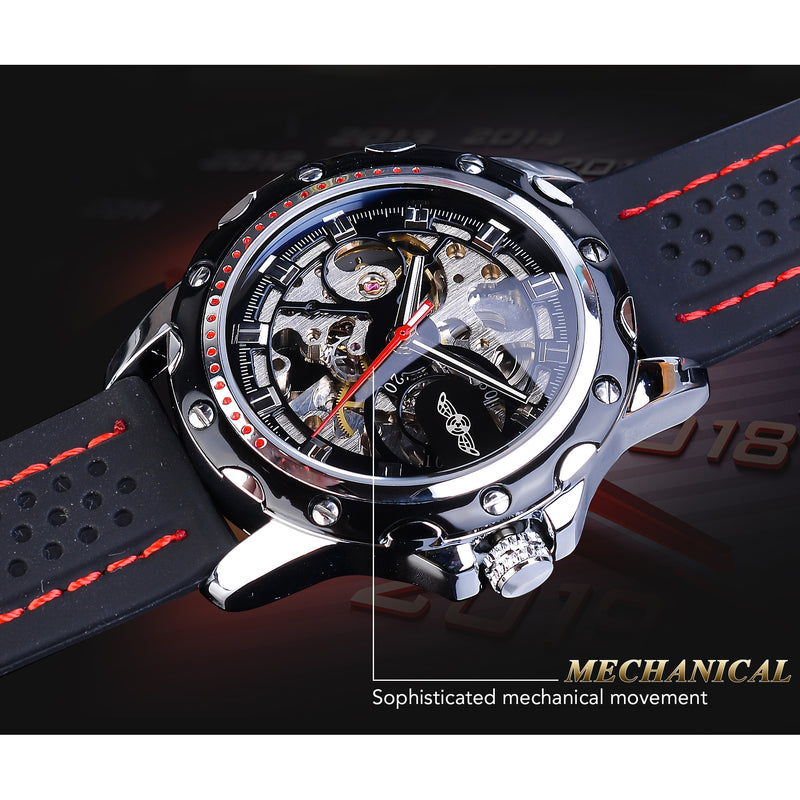 Military Mechanical Skeleton Racing Watch