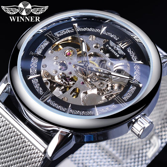 Silver Mechanical Military Style Watch