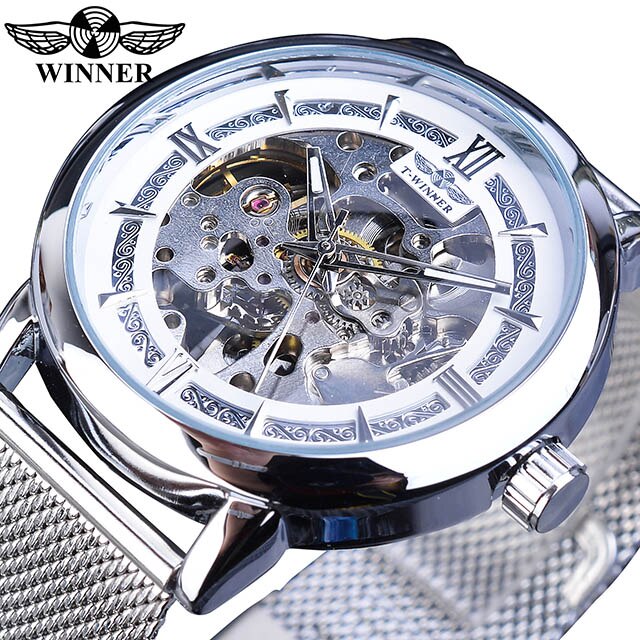 Silver Mechanical Military Style Watch