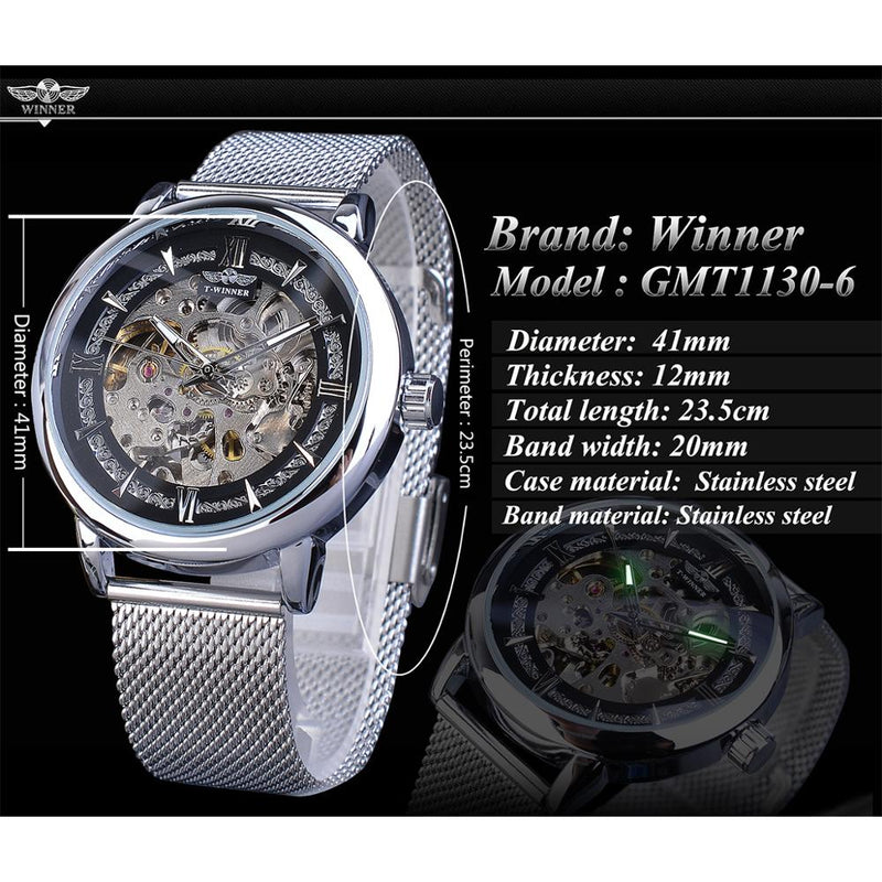 Silver Mechanical Military Style Watch
