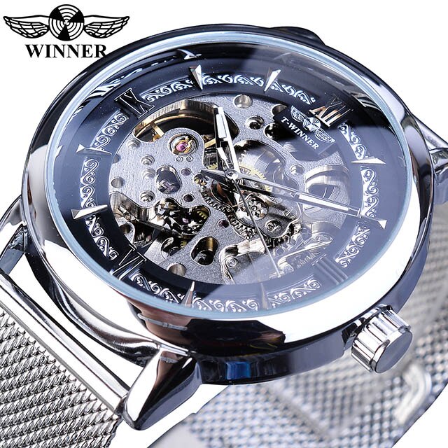 Silver Mechanical Military Style Watch