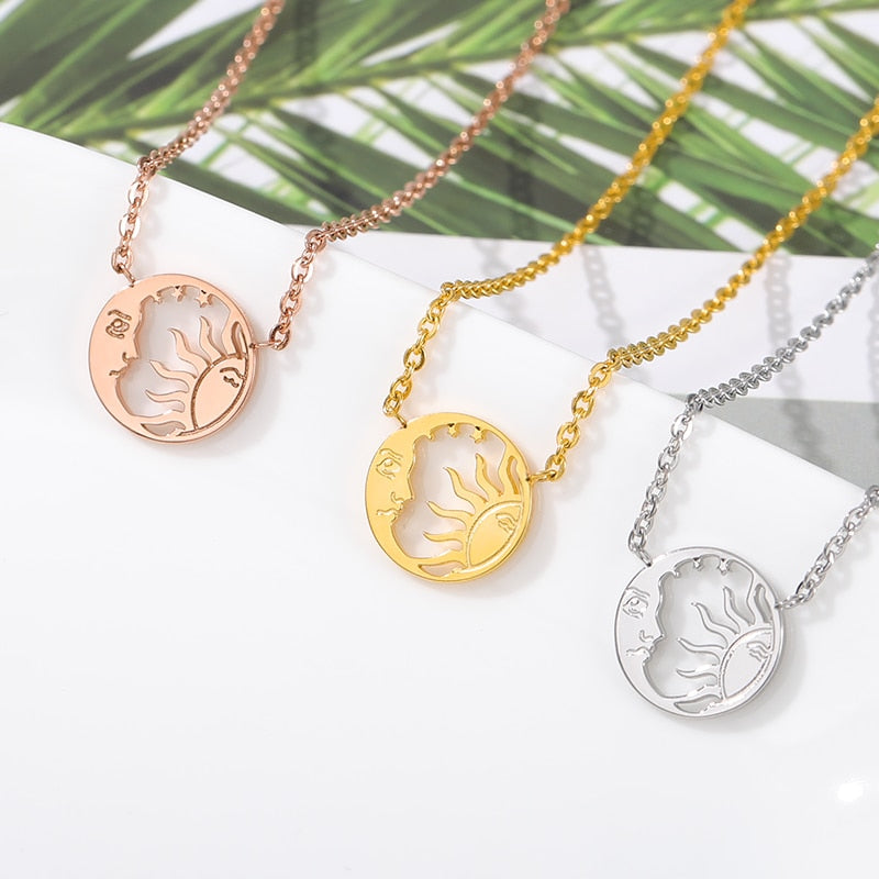 Moon Sun Face Pendant